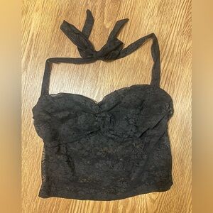 Black Lace Halter Top